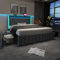 Merax Polsterbett 160x200cm mit 4 Schubladen, Modern Doppelbett Bettgestell mit LED und USB Typ C Ladefunktion, Lattenrost aus Holz, Stauraumbetten, Jugendbetten, Leinenmaterial, ohne Matratze, Grau