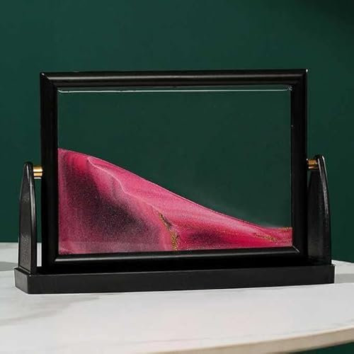 Dynamische 3D-Sandkunst mit flüssiger Bewegung – bewegliche Sandbildkunst mit 360°-Drehung – perfekte Heim- oder Bürodekoration für Desktop-Arbeit – rechteckige Form, Pink