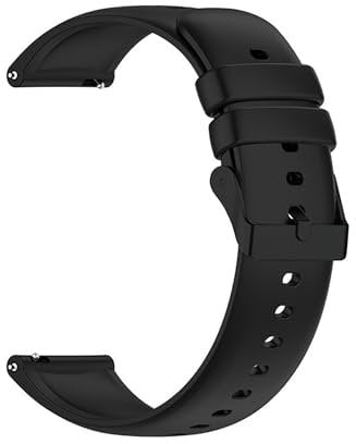 Foyscr Silicone Strap, Quick Buckle Waterproof Soft,Stainless Steel Buckle, Unisex Smartwatch Band, Sport Watch Strap (Black Buckle-18mm)
