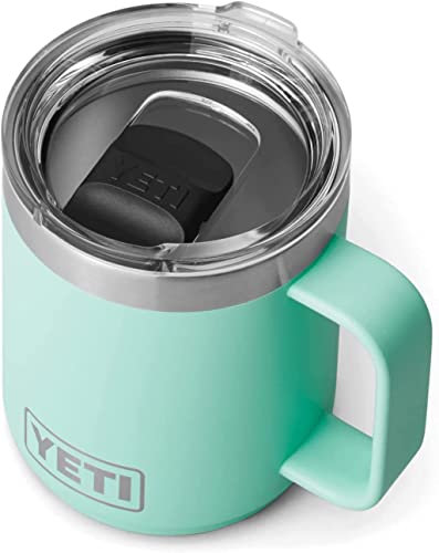 YETI Rambler Mug, Vacuum Insulated Stainless Steel Stackable Mug with Magslider Lid, Seafoam, 10 oz (296 ml)