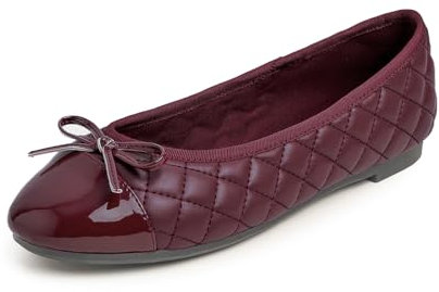Feversole Women's Bow Tie Fashion Dress Slip On Shoes Round Toe Ballet Camel Quilted Nubuck Toe Cap UK Size 6