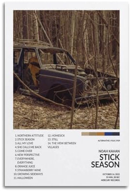 KINGGHYLL Noah Kahan Album Stick Season Poster Dekorative Malerei Leinwand Poster Wandkunst Wohnzimmer Dekor Modern Ästhetisches Poster 50 x 75 cm Ungerahmt