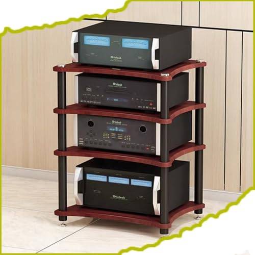 QYQCXGL Wood HiFi Racks 24in Stereo Cabinet HiFi Regal Audio Rack Amplifier Rack AV Media Stand Floor-Standing Audio Video Components Cabinet(Brown,85cm/33.4in)