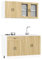 Emmtore 4-TLG. Küchenschrank-Set Holzwerkstoff, Küchenzeile Einbauküche, Schrank-Set, Unterschrank, Küchenschrank, Hängeschrank,Sonoma Eiche