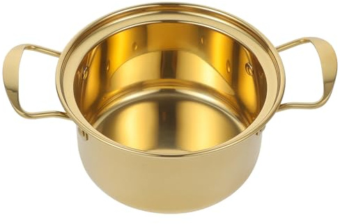 DOITOOL Olla de Acero Inoxidable Dorada para Cocinar, Olla Multifuncional Pequeña y Práctica Diseño Simple, Adecuado para Sopa y Caldo