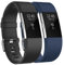 Tobfit für Fitbit Charge 2 Armband Damen Herren, Ersatz Silikon Sport und Fitness Armbänder für Fitbit Charge 2 (L, Klassische 2-Pack Schwarz+Blau)