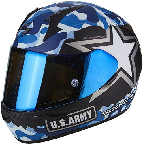 Scorpion Motorradhelm Exo 390 Army, Schwarz/Blau, Größe L