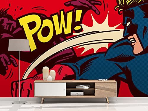 Wandtapete aus Vinyl und Wandtapete Comic Pow! | Fototapete | Deko Vinyl | Wand | Tapete | verschiedene Größen | Dekoration für Esszimmer, Wohnzimmer, Schlafzimmer ... 400x300cm