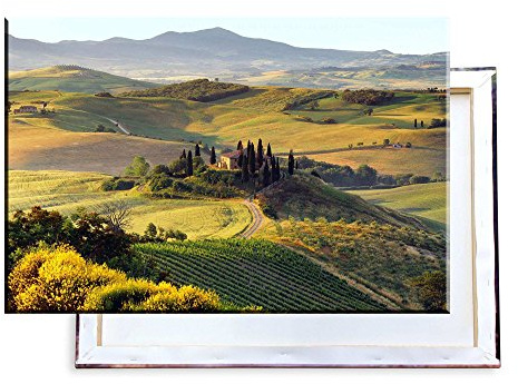 Unified Distribution Toscana Italien Landschaft mediteran - 120x80 cm - Bilder & Kunstdrucke fertig auf Leinwand aufgespannt und in erstklassiger Druckqualität