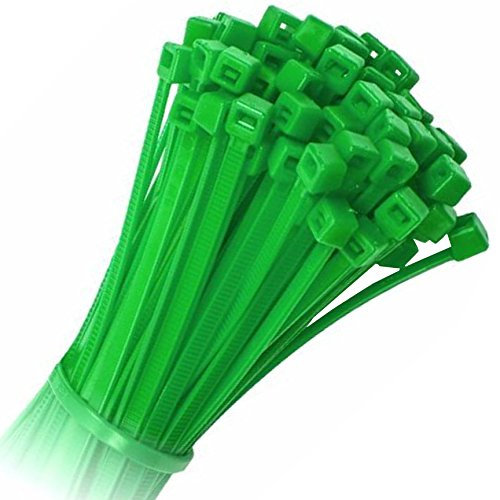 100x Strong Quality Green Cable Ties 370mm x 7.6mm - Heavy Duty Heat & Cold Resistant Zip Ties