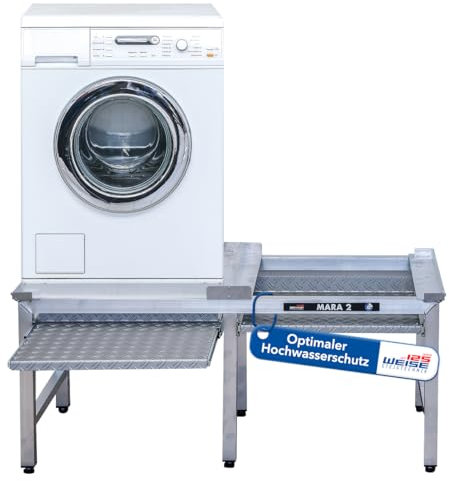 Weise MARA 2 Waschmaschinen Untergestell, Doppel-Unterbau für Waschmaschine & Trockner, Unterschrank erhöht mit 6 Beinen & 1000 kg Tragkraft für stark schwingende Maschinen, 70 cm hoch mit Auszug