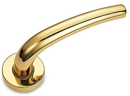 Sicma maniglia Miky G in Metallo per Porta Interna, Made in Italy, con Rosetta e Bocchetta Tonde, Ottone Lucido. Quadro 8 mm.