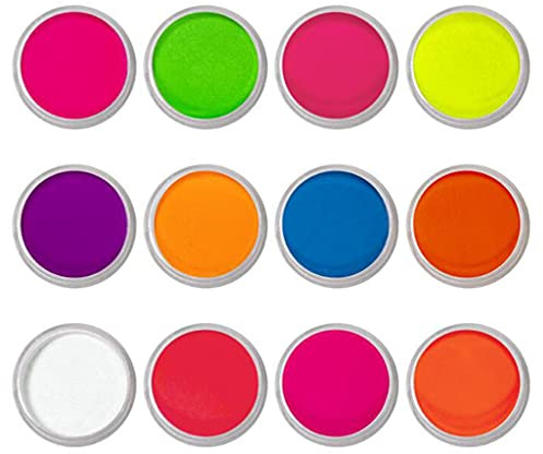 12Pcs Fluorescent Mica Powder Blacklight Luminous Epoxy Resin Dye Soap Colorant for Soap Making Supplies, Natural Slime Coloring Soap Dye for Paint,Nail Art,Bath Bomb