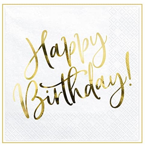 Pack 20 Servietten Happy Birthday Edel Gold Geburtstag Party Servietten Geburtstag Geburtstagsfeier Servietten Tischdeko Geburtstag