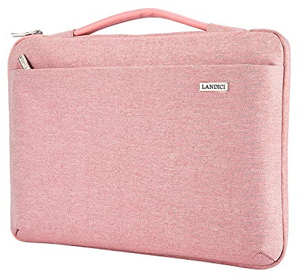 LANDICI Laptop Case Sleeve 13 13.3 Inch with Handle, 360°Protective Waterproof Computer Cover Bag for MacBook Air 13 M1/M2/M3, MacBook Pro 13, Ipad Pro 13 2024, Pink