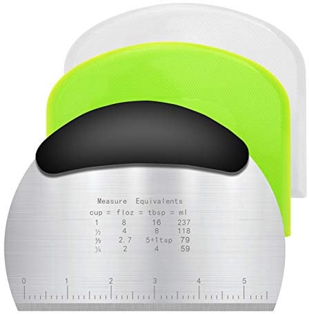 Vicloon Grattoir à Pâte,3pcs Corne Patisserie,Coupe-Pâte Plastique,Grattoir à Pâte en Plastique et Acier Inoxydable pour Cuisine,Pâtisserie,Crêpes