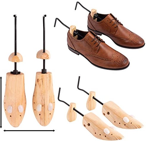 Jazooli 2x Mens Womens Shoe Stretchers Trainer Boot Trees Inserts Width Bunion Corn Comfort Pine Wooden Shaper Gents Ladies UK Size 7-11 / Euro Size 41-46 (One Pair)