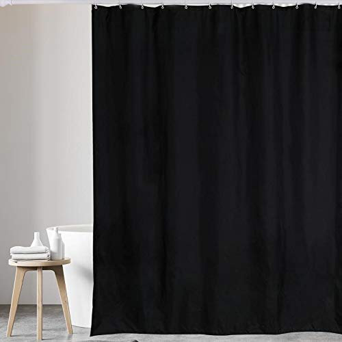 2 ur door - Black shower curtains bathroom Polyester fabric Shower Curtain Mould and Mildew Resistant (180 x 180 cm)