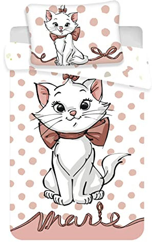 Babybettwäsche Marie Cat Aristocats Katze Mehrfarbig gepunktet Bettbezug 100 x 135 cm, Kopfkissenbezug 40 x 60 cm, 100% Baumwolle