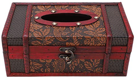 Pssopp Scatola di Fazzoletti di Legno in Stile Vintage, Porta Fazzoletti Decorativi in Legno con Struttura Classica Porta Tovaglioli Rettangolare per Casa, Ufficio, Ristorante,