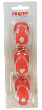 Pracht Creatives Hobby Mini Motivstanzer Ballon/Herz/Sonne 9,5 mm Motivlocher, Papierstanzer