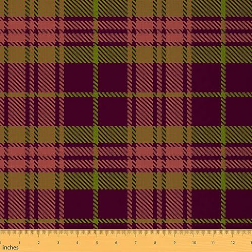 Feelyou Plaid Outdoor Stoff by The Yard, Modern Ethno Plaid Thema Polsterstoff für Stühle, Klassisches Vintage Muster Dekorativer Stoff für Home DIY Projekte, 1 Yard