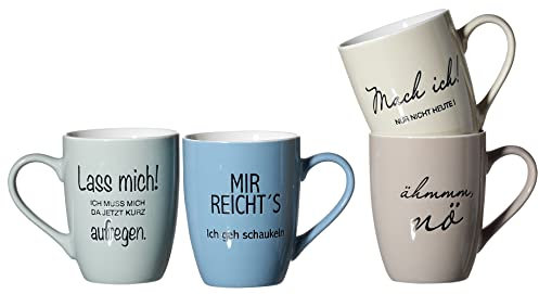Ritzenhoff & Breker Kaffeebecher-Set Porzellan Kaffeebecher Set mit Sprüchen, Sortiert, 4 Stück