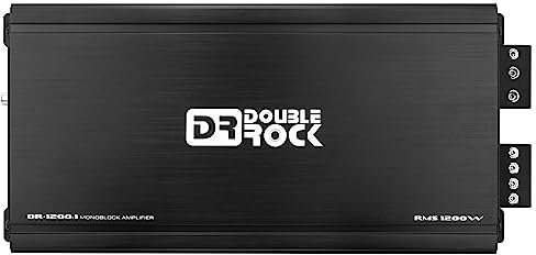 DR Double Rock DR-1200.1 - Amplificador de audio para coche, 1200 W, clase D, subwoofer, monobloque, alta amplificación, con botón de graves, mando a distancia, amplificador de audio para coche, 1200
