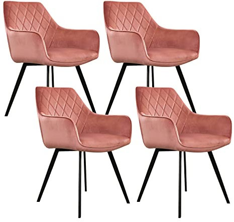 Kick Collection 4er Set Esszimmerstühl Karl Velvet - Samt - Rosa - Modern und Hochwertig - Samt und Metall - Erhältlich in vielen Farben