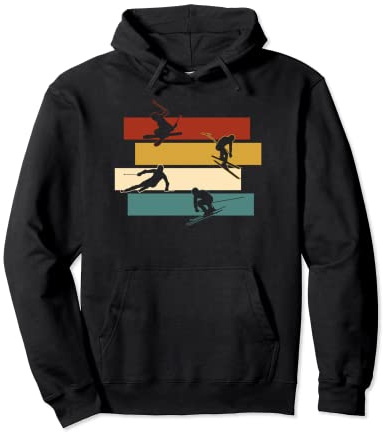 Skifahrer Retro Style 80s Vintage Ski Pullover Hoodie