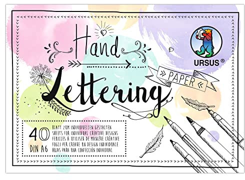 Ursus 24956499 - Handlettering Papier, Pastell Mix, DIN A6, 130 + 300 g/qm, 20 Blatt Tonzeichenpapier, 20 Blatt Fotokarton in je 5 Farben, zum kreativen Gestalten