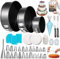 RFAQK 150-teiliges Kuchenformen-Set zum Backen + Kuchendekoration: 3 runde Antihaft-Springformen-Set (10.2 cm, 17.8 cm), 22.9 cm, multifunktionale, auslaufsichere Kuchenformen und eBook