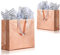 SHIPKEY 10 Pack Rose Gold Gift Bags with Tissue Paper, 12.5x4.7x11 Inches, Reusable Gift Bags, Large Gift Bags, Reusable Grocery Bags for Weddings, Birthdays, and Anniversaries (32x12x28 cm)