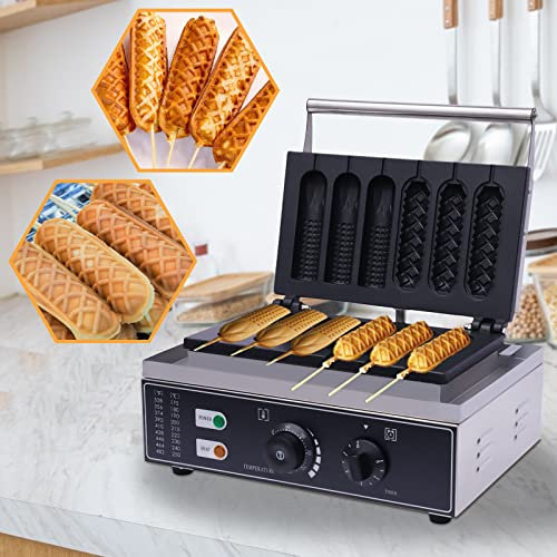 Lot de 6 gaufriers électriques en acier inoxydable anti-adhésif 1500 W