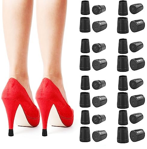 10 Paar High Heel Protektoren Schwarz rutschfeste Gummi Fersen Abdeckungen Schuhe Reparatur Ersatzkappen Spitze für Outdoor Party Hochzeit Events 5 Größen (XX, XS, S, M, L)