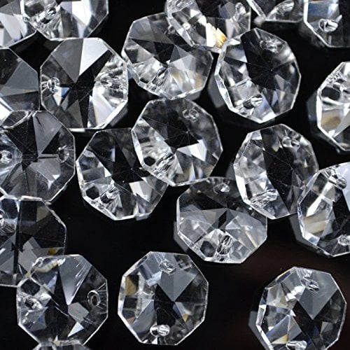 Octagon Glass Faceted Beads for Suncatcher Chandelier or Jewellery Making (Clear 22MM (Two Holes) 10PCS)