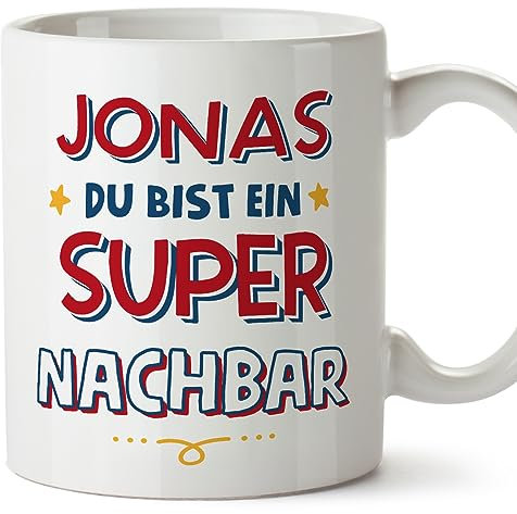 Mugffins Tassen Personalisieren mit Spruch für NACHBAR - Auf Deutsch - Du Bist Super - 11 oz / 330 ml - Individuell Anpassbar Geschenk