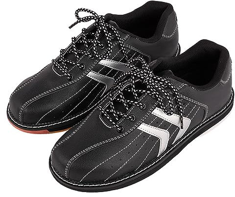 NGARY Men's Professional Bowling Shoes Non-Slip Wear-Resistant Bowl Athletic Shoe for Right Handed Bowlers,Black,9 UK