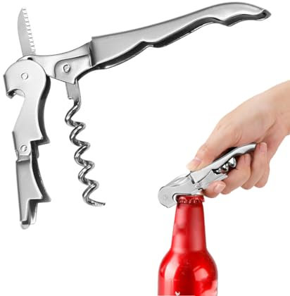 EODKSE Cavatappi Professionale in Acciaio Inox per Camerieri e Sommelier con Apribottiglie Birra e Wine Opener - Pratico Strumento da Ristorante in 1 Pezzo