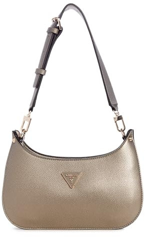 GUESS Damen Meridian Top Zip Shoulder Bag Umhängetasche, Mini-Reißverschluss Oben, Zinn