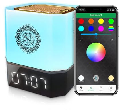 SANPRIO Quran Speaker - Control via Touch APP Remote - Quran for Kids Night Light Bluetooth Speaker,The Clear Quran Speaker AZAN Speaker Full Recitations of Famous Imams and Quran Translation