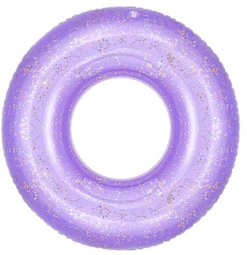 MoKo Schwimmring, Aufblasbar Schwimmreifen mit Glitzer Swimming Pool Spielzeug Float Zubehör Luftmatratze für Kinder Erwachsene Beach Party, Lila