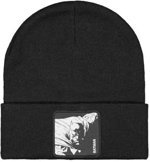 Mütze für Damen & Herren Batman, Mütze DC Comics Original, weich und warm, Schwarz, Weiß, Größe TU, Schwarz , Einheitsgröße