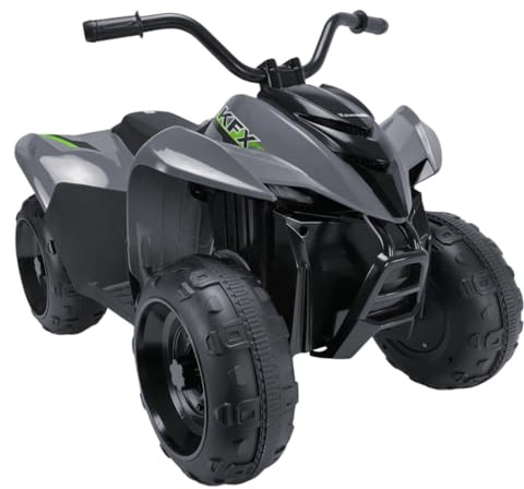 INJUSA Kawasaki KFX90 Quad électrique pour Enfants de 3 à 5 Ans, Batterie 6 V, pédale d'accélérateur, Marche arrière, Frein électrique, lumières LED, Vitesse 5 km/h, Gris (7705)