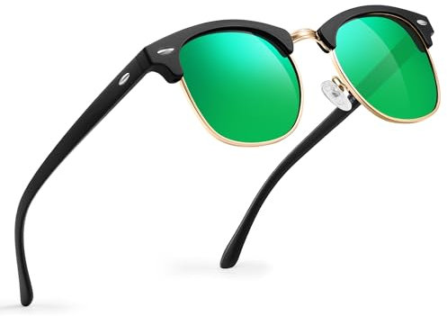 Glapeame Polarisierte-Sonnenbrille-Herren-Halbrahmen-Sonnenbrillen-Damen-Sunglasses-Men-Women-Sonnenbrille-Schwarz-UV400 Schutz-Retro-für Outdoor-Camping-Reise,7