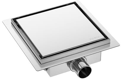BALNEO Wandablauf Duschrinne quadratisch 15x15 cm - Bodenablauf aus Edelstahl zum Badezimmer - Komplettsatz - Extra Flach - Beidseitig Verchromt - Duschablauf W-Drain 2in1