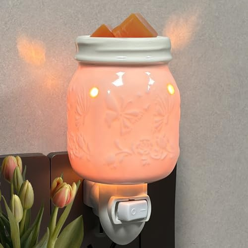kaakuuki Plug in Wax Warmer for Scented Wax melt Warmer Electric Fragrance Candle Wax Melter as Birthday Gifts for Women and Moms Home Decor Night Light Decoration(Butterfly Motif)