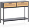 Wohnling Konsolentisch Schwarz 100x30x75 cm Design Anrichte Flur, Ablagetisch Schmal mit Wiener Geflecht, Flurtisch mit Schubladen und Ablage, Dielentisch Lang Hoch Rattan
