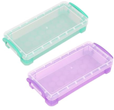 TYGFRT Pack of 2 Transparent Pencil Case, Stackable, Watercolor, Multifunctional Storage Box, Visible, Large Pencil Case