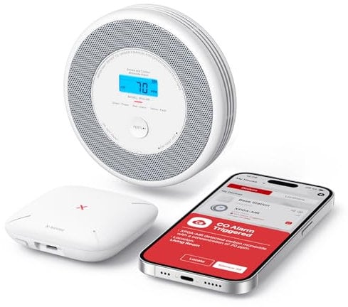 X-Sense WLAN-Rauch- und Kohlenmonoxidmelder, Sprachalarm und Standortansage, 2-in-1 Rauchmelder mit SBS50 Basisstation, XP0A-MR11, 1 Stück